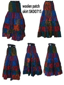 Falda Boho India al por Mayor para Mujer, Cintura Alta, Larga hasta el Suelo, Diseño a Cuadros de Tela de Lana Multicolor, Natural y Transpirable - Product Image 2