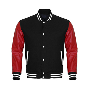 Chaqueta universitaria con letras de béisbol negra personalizada al por mayor para hombre, chaqueta de invierno de talla grande para hombre, Mangas de cuero de calidad de marca - Product Image 3