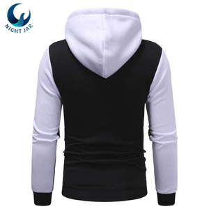 Sweat à capuche personnalisé de haute qualité pour homme, avec poche, noir et blanc, impression de logo OEM, coton et polyester, prix d'usine en gros - Product Image 4