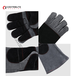Guantes de trabajo de soldadura de cuero de tamaño personalizado para protección de manos y brazos - Product Image 2