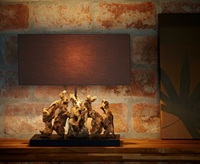 Lampe de table extensible en bois flotté massif, style moderne et luxueux, pour cave à vin, hôtel, salon, bureau à domicile