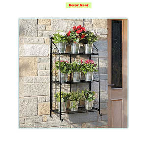 Soporte de planta de Metal plegable de 3 niveles, diseño Vintage moderno galvanizado para el hogar, oficina, hoteles, decoración de jardín para macetas pequeñas y grandes - Product Image 1