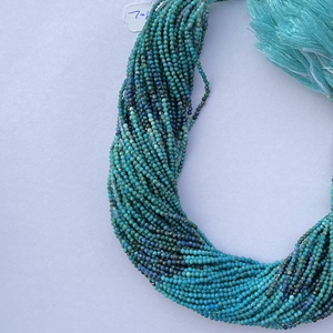 หิน Chrysocolla ขนาด2มม. 3มม. 4มม.,ลูกปัดพลอยสีเขียวอมน้ำเงินทำจากเส้นใยอัญมณีราคาโรงงาน - Product Image 3