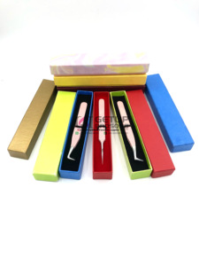 ที่หนีบขนตาปลอมเคลือบผงพีชแบบใหม่แหนบต่อขนตาทำจากสเตนเลสปลายเงินอุปกรณ์ความงาม - Product Image 6