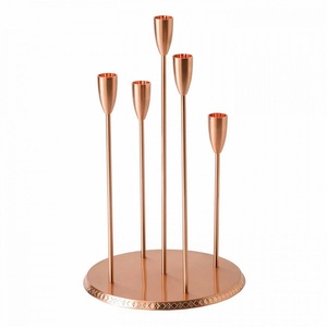 Bougeoir en métal doré martelé de qualité supérieure avec cheminée en verre de luxe pour la maison et les événements - Product Image 6