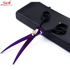 Vente en gros de 7.0 pouces ciseaux incurvés de coiffeur professionnel meilleur prix ciseaux de beauté en acier inoxydable avec poignée en caoutchouc - Product Image 3