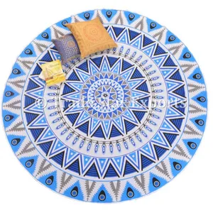 Tấm Thảm Ảo Giác Ấn Độ Trang Trí Mandala Roundie Hippie Beach Ném Boho Yoga Mat 72 "Khăn Trải Bàn Dân Tộc Gypsy