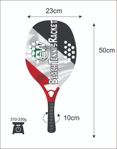 Raqueta de Tenis Playa y Pádel Personalizada con Cara de Fibra de Carbono y Vidrio, 20mm, 310-330g de Peso, Logotipos y Combinaciones de Colores - Product Image 2