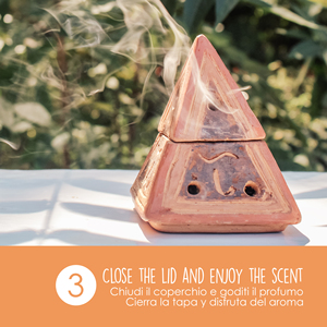 PALOSANTO Terracotta <b>Incense</b> Burner - Pyramid - Suitable for Cones, Chips, Powder and Resins - Handmade in Ecuador - Product Image 5
