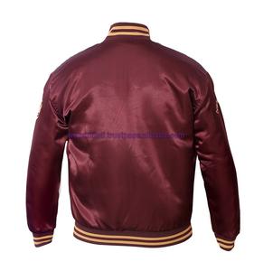 2021 chaquetas de bombardero de béisbol de satén personalizadas para hombres diseño de cuello levantado para ropa de invierno - Product Image 2