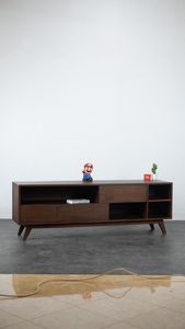 Meuble TV industriel vintage en bois de teck avec tiroir de salon, meuble de rangement de style moderne de haute qualité pour chambre à coucher ou école - Product Image 2