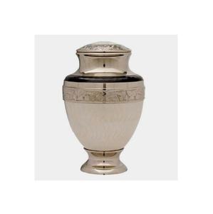 Urna de cremación blanca personalizada para adultos, urna funeraria de Metal niquelado con diseño en relieve - Product Image 6