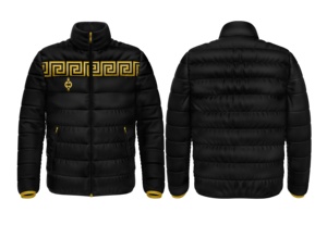 Chaqueta acolchada para hombre, Abrigo acolchado cálido de invierno, cremallera completa, manga larga, cuello levantado, prendas de vestir exteriores estampadas, chaquetas informales de calle - Product Image 4