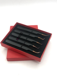 แหนบต่อขนตาแบบปลายสีโรสโกลด์90องศาเคลือบผงสีดำ45องศาเครื่องมือความงามทำจากสเตนเลสสตีล - Product Image 5