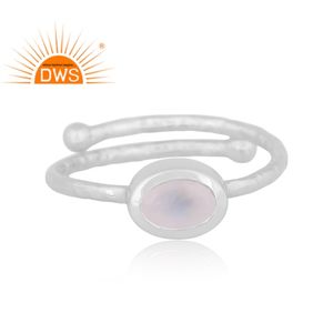 Anillo apilable de piedra lunar arcoíris natural fina plata esterlina 925 hecho a mano fabricante de joyas - Product Image 2