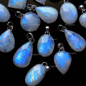 925 argent Sterling pierre de lune pendentif brut topaze Alphabet ensemble de bijoux Lot de pierres précieuses blanches naturelles bijoux en pierre de lune - Product Image 5