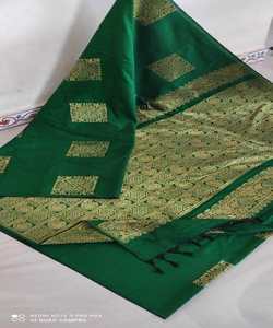 Banarasi Soie Jacquard Saree avec Chemisier Femmes Porter Dames Fête Festival Usage Quotidien Doux Coton Soie Sari En Gros Bas Prix Apparelgarment - Product Image 3