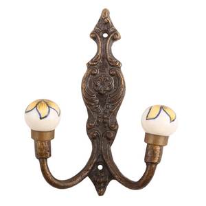 Crochets muraux en céramique faits à la main, accessoires en métal Floral, jaune et blanc, anciens, cintres, pour chapeaux, vêtements lourds, réutilisables, 20 pièces - Product Image 1