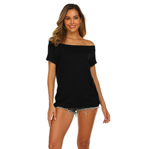 High Quality Casual Short Sleeves Ladies <b>Top</b> T-shirt Off Shoulder Women <b>Top</b> T-shirt - Product Image 4