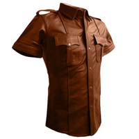 Uniforme de sécurité tendance pour homme, blouse en cuir de mouton noir contrastant de couleur rouge 2022
