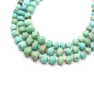 Cuentas sueltas de turquesa de Arizona Natural, piedra preciosa de plata con forma redonda lisa de 8 pulgadas para la fabricación de joyas - Product Image 4