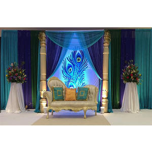 Bollywood Wedding Embroidered <b>Peacock</b> Backdrops Muslim Walima Decor Backdrop <b>Curtains</b> Hand-Embroidered <b>Peacock</b> Backdrop <b>Curtains</b> - Product Image 1