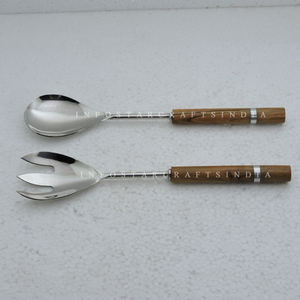 Acacia Wood & Resin Handle <b>Salad</b> <b>Server</b> & Stainless Steel <b>Salad</b> Hand Tools Kitchen Accessories Kitchen Gadgets - Product Image 6