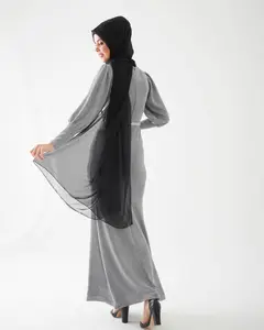 Başörtüsü kadınlar İslami giyim yeni elbise abaya gri elbise İslam İslam stil uzun gece elbisesi