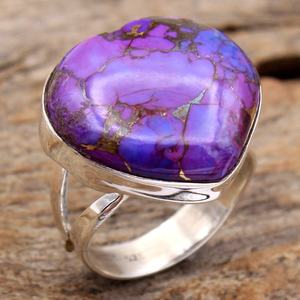 Newest Heart Shape Purple, Green, Blue Copper <b>Turquoise</b> Gemstone Handmade Gemstone 925 Sterling Silver Jewelry <b>Ring</b> - Product Image 6