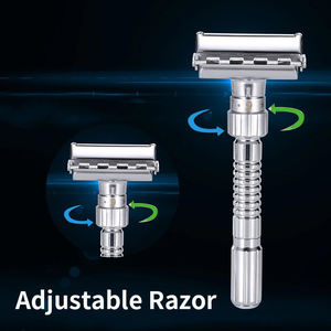 Maquinilla de afeitar de doble filo ajustable, afeitadora de seguridad, cuchillas de afeitar con 5 cuchillas - Product Image 6