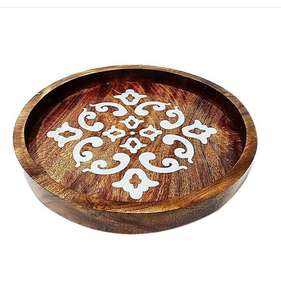 Bandejas de servir con incrustaciones de fregona hechas a mano, decoración de cocina, arte para restaurante o uso doméstico, Juego de 2 piezas, artesanías de estrellas, India, 2017 - Product Image 4