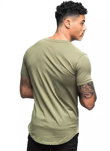 เสื้อยืดแขนสั้นผู้ชายทรงโอเวอร์ไซส์ ผ้าฝ้าย 100% สีเขียวมะกอก ระบายอากาศได้ดี พิมพ์ลายโลโก้ตามสั่ง ปักลายตามสั่ง - Product Image 2