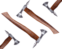 Hache tactique médiévale MDM en acier haute teneur en carbone, manche en bois de rose, hache de combat HC 5160, 17 pouces, style Viking, 800g, idéale pour le camping