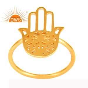 Handmade Hamas Design <b>Cocktail</b> <b>Ring</b> Jewelry Wholesaler 14k <b>Gold</b> Plated 925 Sterling Silver Hand Shaped <b>Cocktail</b> <b>Ring</b> - Product Image 1