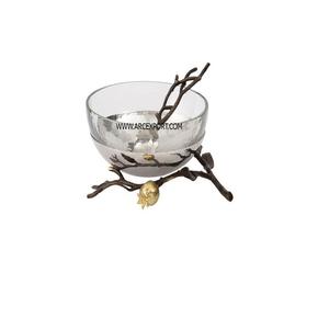 Tazones Decorativos Redondos Blancos Transparentes con Diseño de Hojas Negras, Venta al por Mayor a Precio Razonable desde India - Product Image 1