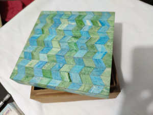 Caja de almacenamiento con incrustaciones de hueso de terciopelo verde oscuro azul negro hecho a mano de la mejor calidad del fabricante, caja de regalo de calidad rectangular para anillos - Product Image 3