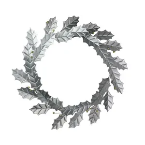 Christmas Berry Leaf Metal Hanging Wreath