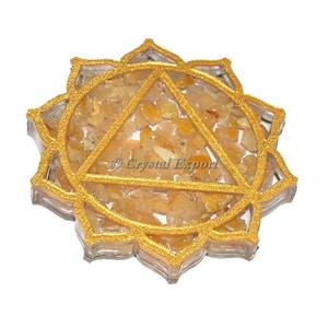 Solar Chakra Golden Quartz Orgone <b>Coaster</b> Hand-carved Agate Gemstone Love Style Engraving - Product Image 1