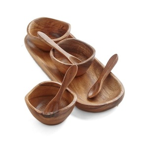 Bol de service en bois au design fabuleux avec cuillères et plateau Vaisselle de qualité supérieure Dates Bol de service en vrac - Product Image 1