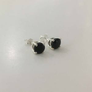 Pendientes de tuerca de Plata de Ley 925 de estilo bonito para mujer con diamante de ónix negro Joyería de boda india de moda-Venta al por mayor - Product Image 2