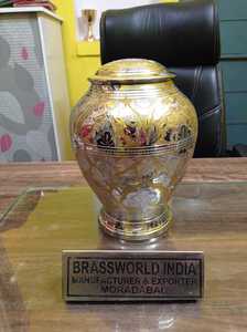 Extra <b>Large</b> Brass <b>Urn</b> with Golden Line CREMATION <b>URN</b> FUNERAL SUPPLIES - Product Image 5