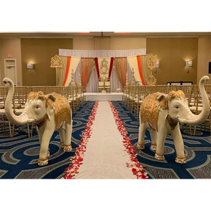 Statue d'éléphant indien doré blanc pour mariage, décoration d'entrée, rancrée de mariage - Product Image 1