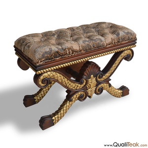 定制现代簇绒实心桃花心木端长凳软垫卧室家具，适合家庭或公寓使用 - Product Image 1