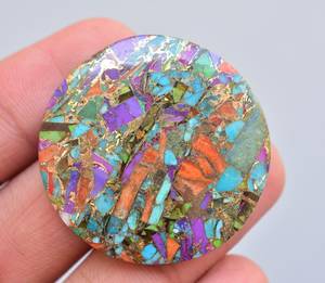 Perles de pierres précieuses naturelles turquoises, perles pour bijoux, ornements de pierres précieuses bronzées, de hauteur orange, vert et noir - Product Image 1