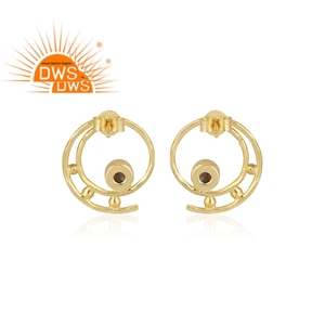 Boucles d'oreilles clous en argent sterling 925 plaqué or 14 carats, labradorite naturelle, cadeau de mariage tendance pour femme - Product Image 4