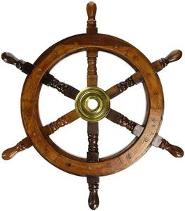 Technique de modèle de roue de bateau en bois de 18 \ "de décoration nautique à la maison - Product Image 2