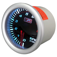 Tachometer Analog Motor Stepper 52mm, Pengukur RPM 0-8000 RPM, Lampu Latar Super Putih, Terbaik untuk 12V, Termasuk Kabel Sinyal