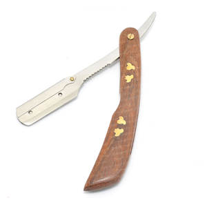 Stainless Steel Straight Edge Barber Razors Wooden Handle <b>Shaving</b> Knives Plastic Material Hair Extension Tools - Product Image 4