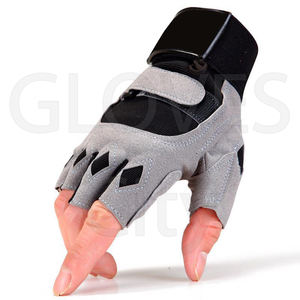 Guantes de gimnasio transpirables acolchados de cuero sintético antideslizantes ajustables de medio dedo para hombres y mujeres para entrenamiento cruzado de levantamiento de pesas - Product Image 3