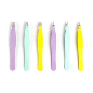 Pinzas profesionales de acero inoxidable para cejas, juego de pinzas de Punta puntiaguda y inclinada, herramientas de maquillaje multicolor - Product Image 2